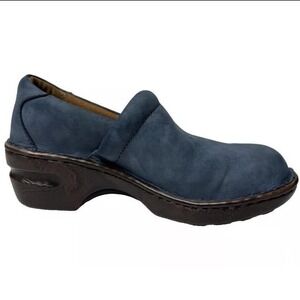 B.O.C. | Woman's Navy Blue Suede Nubuck Slip-on Peggy Clogs, Size 8